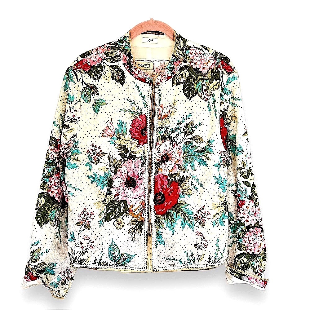 J. Jill re: Crafted Limited Edition Floral Lightweight Jacket M Eyelet Ribbons